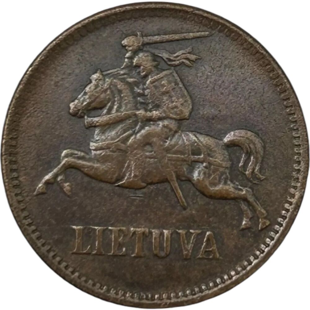 Vintage 1936 Lithuania 5 Centai Bronze National Arms Coin ~ Excellent Condition